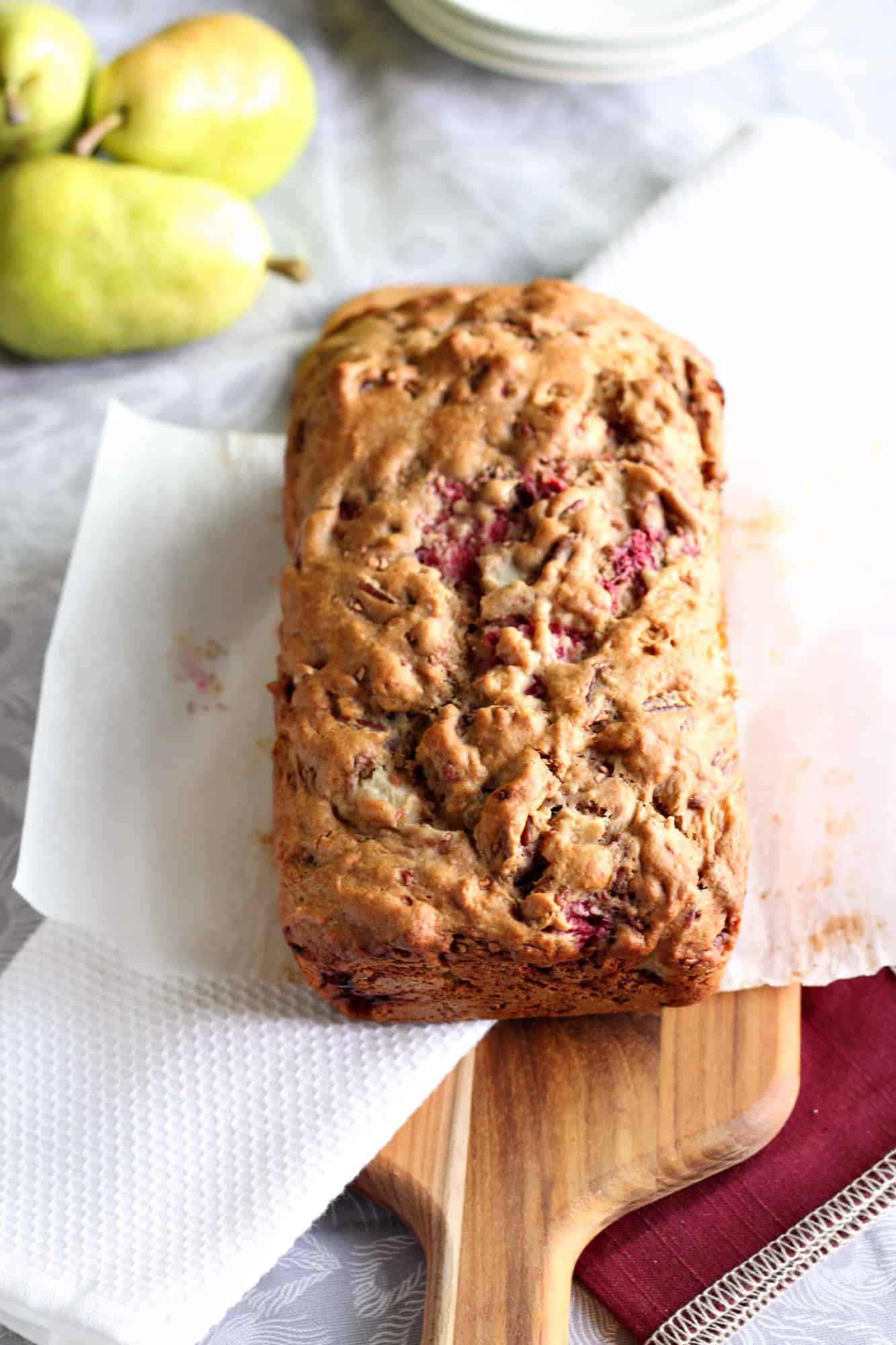 Raspberry Pear Pecan Quick Bread #TwelveLoaves | A Baker's House