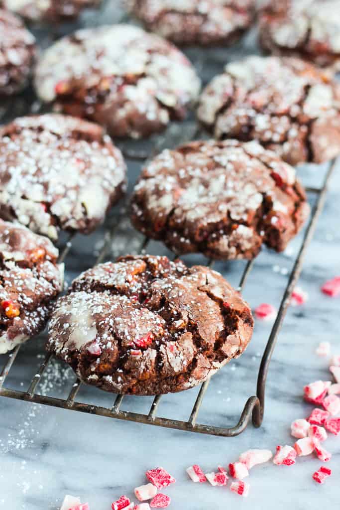 Chocolate Peppermint Crinkle Cookies | A Baker's House
