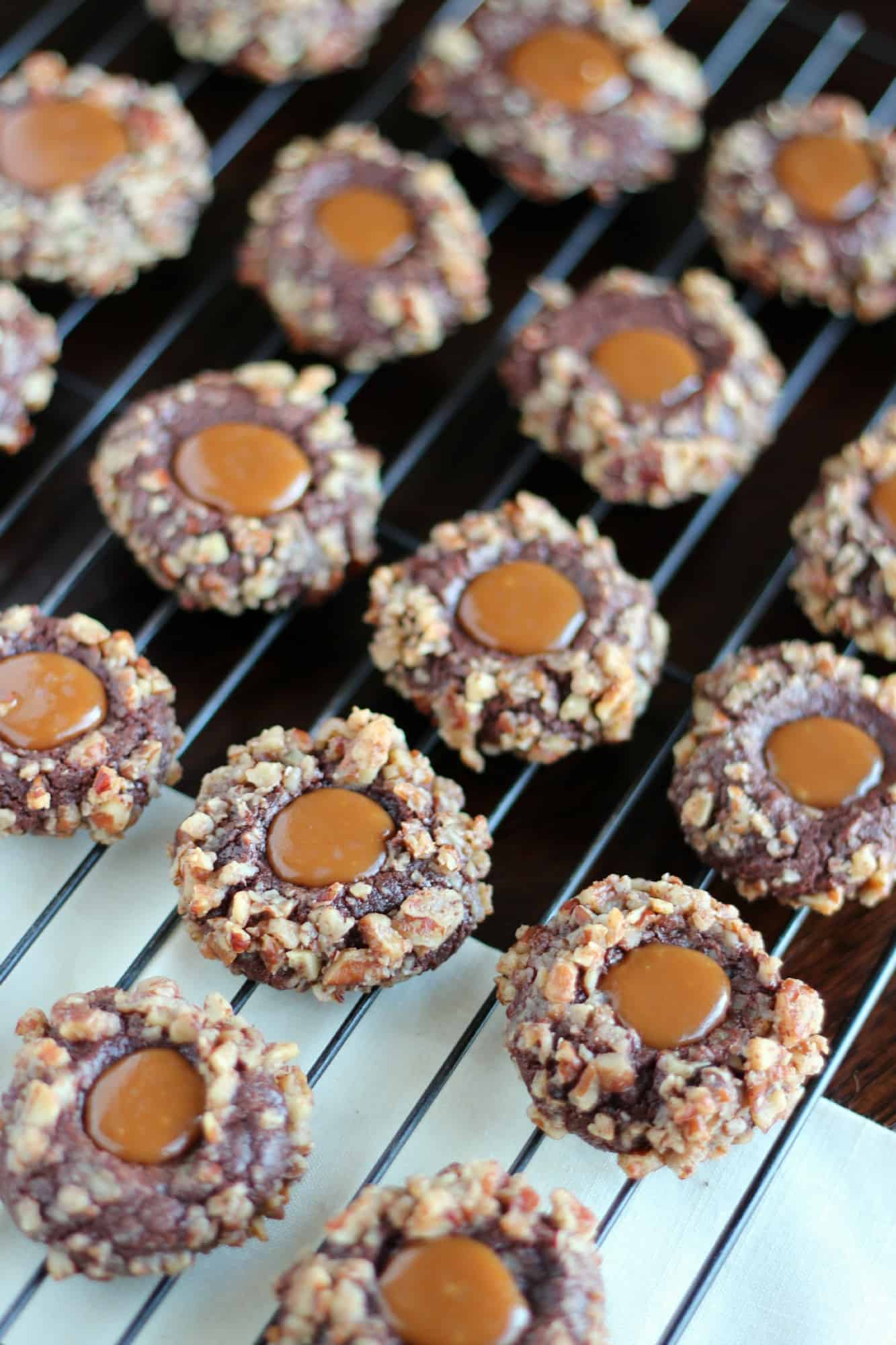 Chocolate Caramel Thumbprint Cookies | A Baker's House
