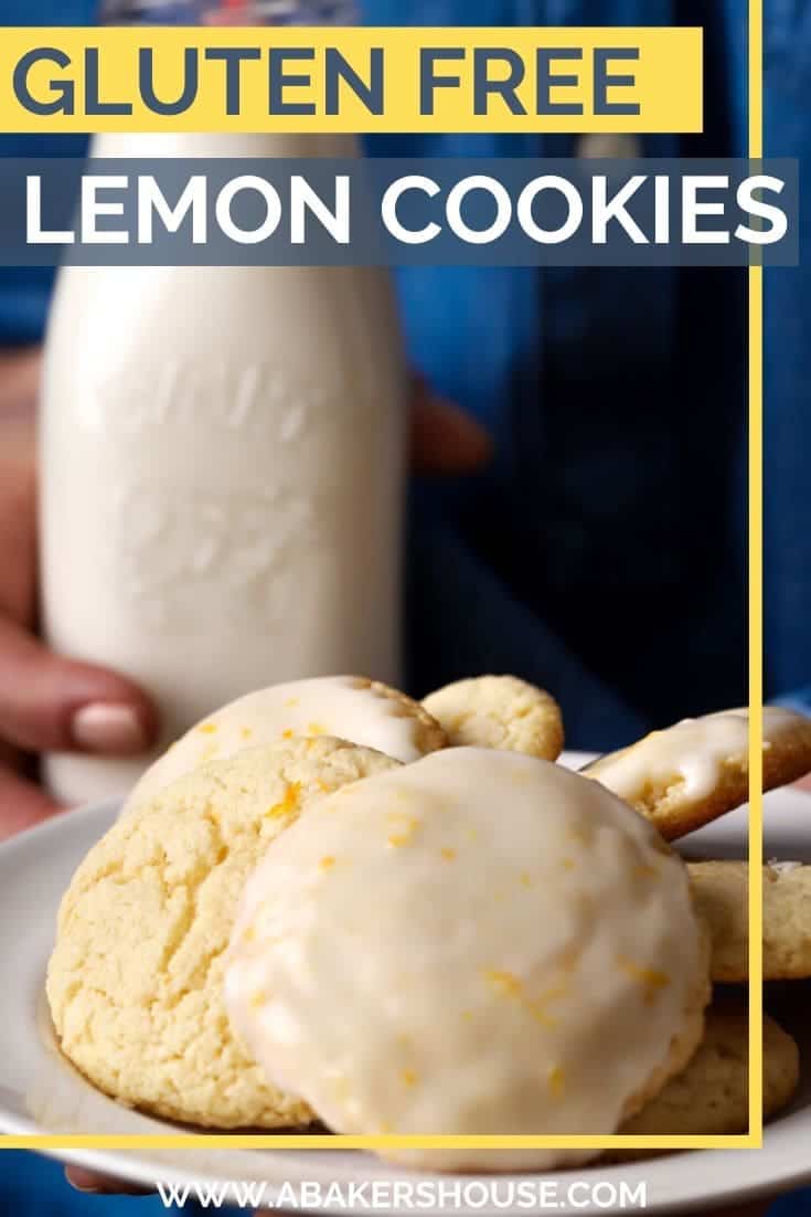 Lemon Almond Flour Cookies are a gluten free lemon cookie recipe with an optional lemon glaze on top. Make milk and cookies a special occasion with Horizon Organic milk. #sponsored #glutenfreecookies #lemoncookies #glutenfreerecipe #lemon #meyerlemon #lemonglaze #almondflourcookie #abakershouse #HorizonOrganic #LoveSprouts #cookiesandmilk